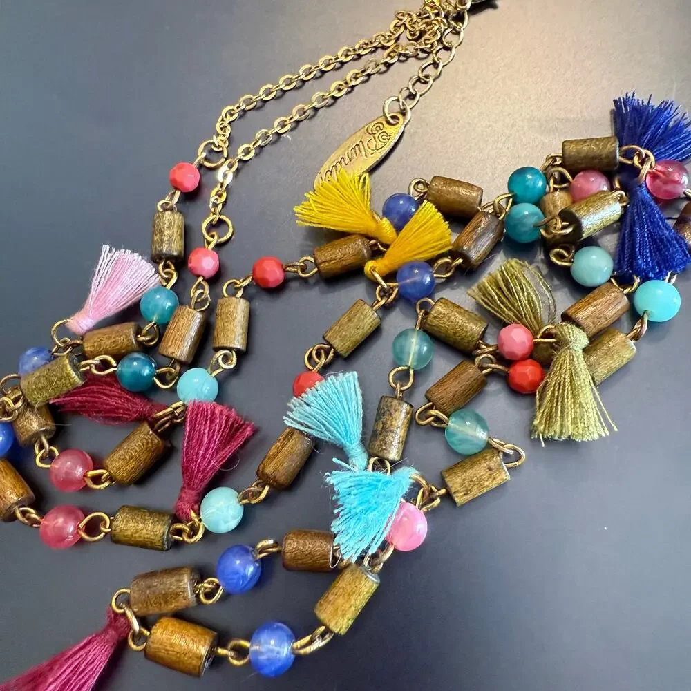 Plunder Designs Colorful Tassel Beaded Shayla Necklace